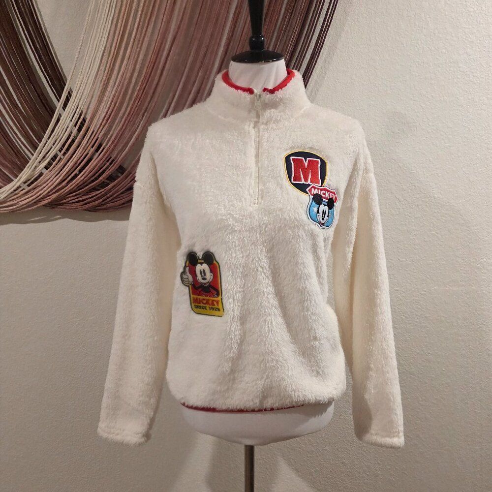 Mickey Mouse Patched Fleece Pullover Sz XS
